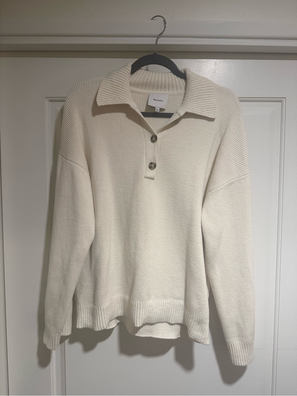 REFORMATION Brooklyn Cotton Polo Sweater (S)